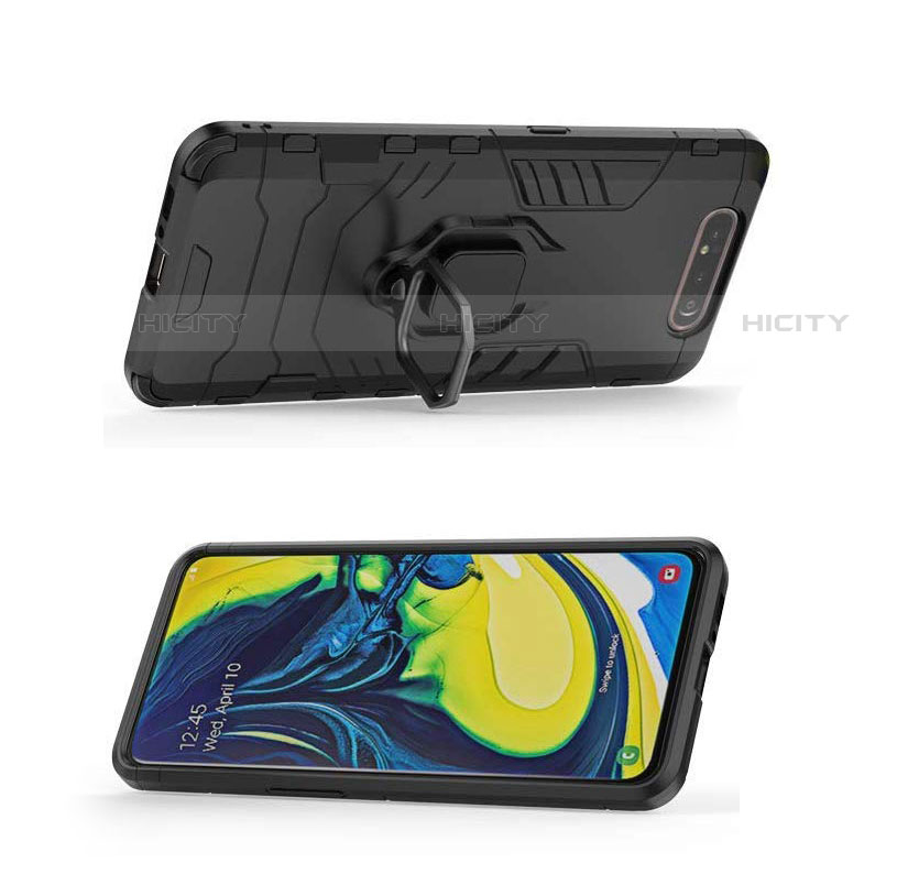 Custodia Silicone e Plastica Opaca Cover con Magnetico Supporto per Samsung Galaxy A80