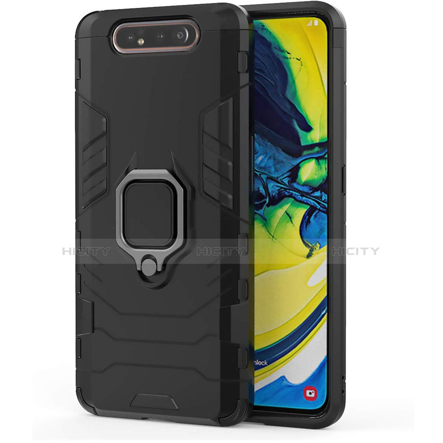 Custodia Silicone e Plastica Opaca Cover con Magnetico Supporto per Samsung Galaxy A80