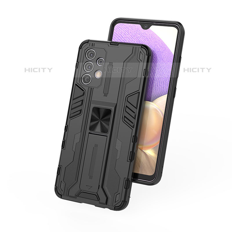 Custodia Silicone e Plastica Opaca Cover con Magnetico Supporto per Samsung Galaxy M32 5G