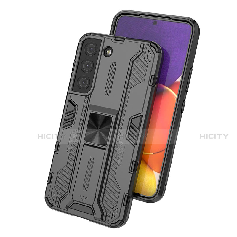 Custodia Silicone e Plastica Opaca Cover con Magnetico Supporto per Samsung Galaxy S21 5G