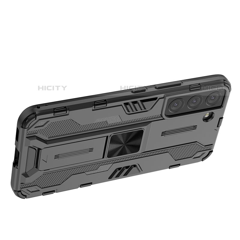 Custodia Silicone e Plastica Opaca Cover con Magnetico Supporto per Samsung Galaxy S21 FE 5G