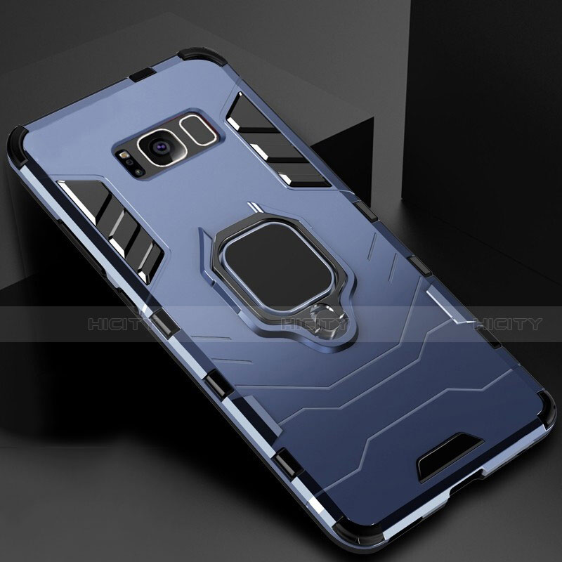 Custodia Silicone e Plastica Opaca Cover con Magnetico Supporto per Samsung Galaxy S8 Blu