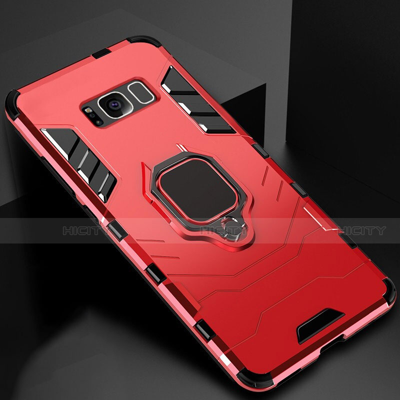 Custodia Silicone e Plastica Opaca Cover con Magnetico Supporto per Samsung Galaxy S8 Rosso