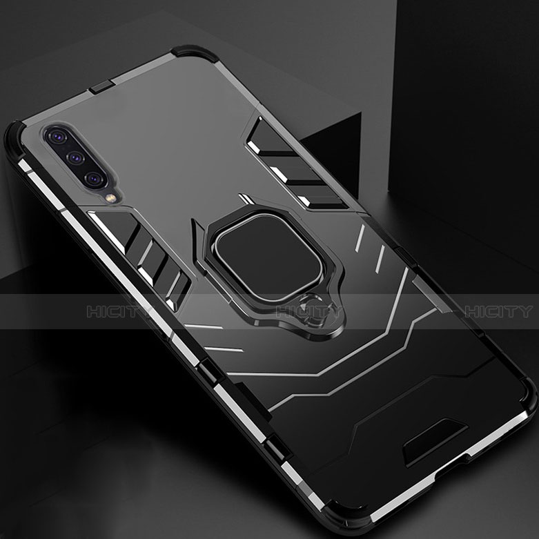 Custodia Silicone e Plastica Opaca Cover con Magnetico Supporto per Xiaomi CC9e Nero