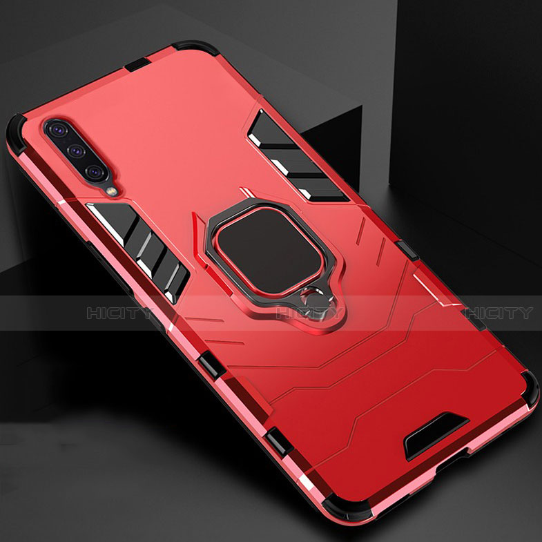Custodia Silicone e Plastica Opaca Cover con Magnetico Supporto per Xiaomi CC9e Rosso