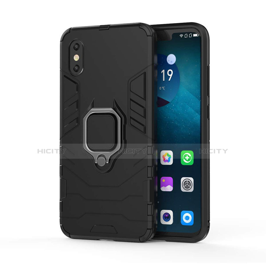 Custodia Silicone e Plastica Opaca Cover con Magnetico Supporto per Xiaomi Mi 8 Pro Global Version Nero