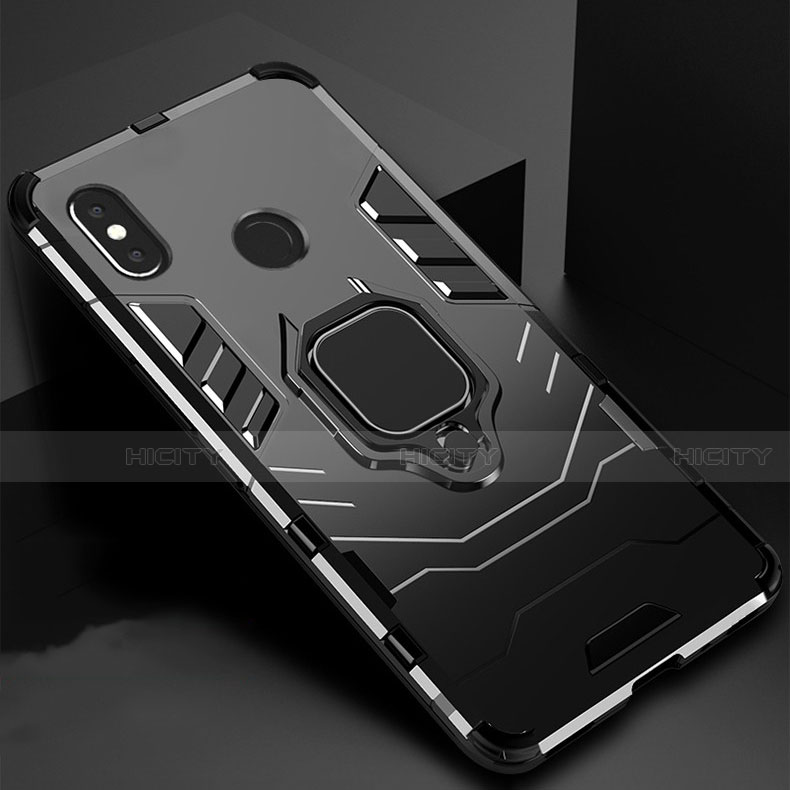 Custodia Silicone e Plastica Opaca Cover con Magnetico Supporto per Xiaomi Mi A2 Lite Nero