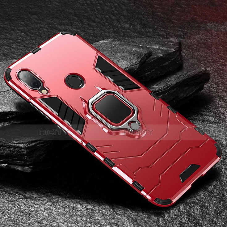 Custodia Silicone e Plastica Opaca Cover con Magnetico Supporto per Xiaomi Redmi Note 7 Pro Rosso