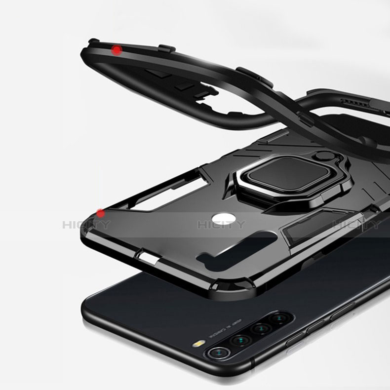 Custodia Silicone e Plastica Opaca Cover con Magnetico Supporto per Xiaomi Redmi Note 8 (2021)