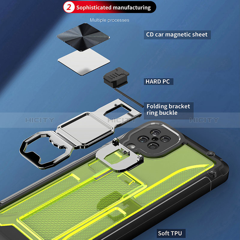 Custodia Silicone e Plastica Opaca Cover con Magnetico Supporto Q01W per Samsung Galaxy A12 5G