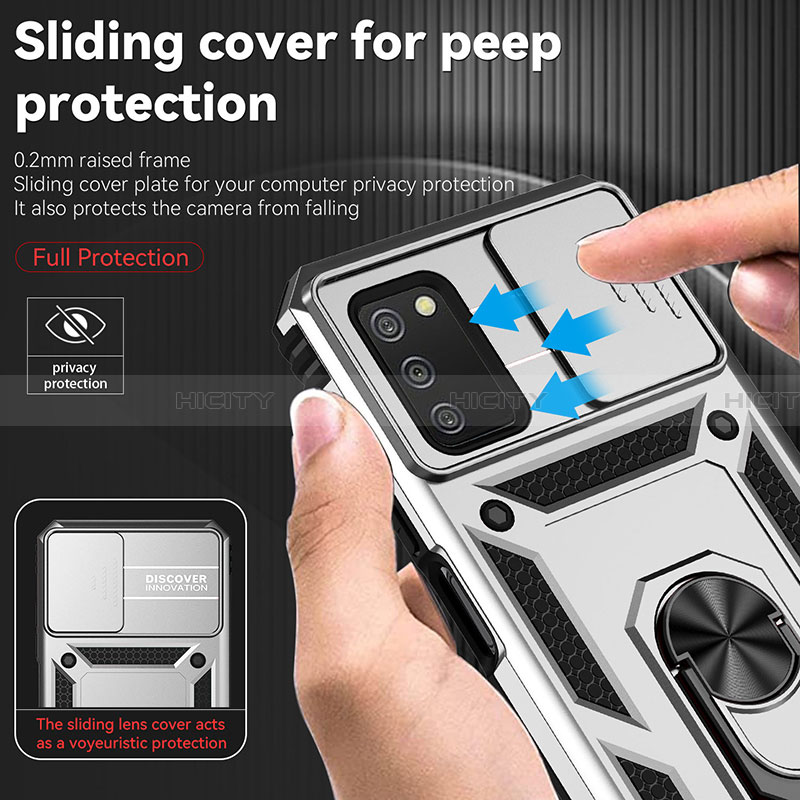 Custodia Silicone e Plastica Opaca Cover con Magnetico Supporto Q02W per Samsung Galaxy F02S SM-E025F