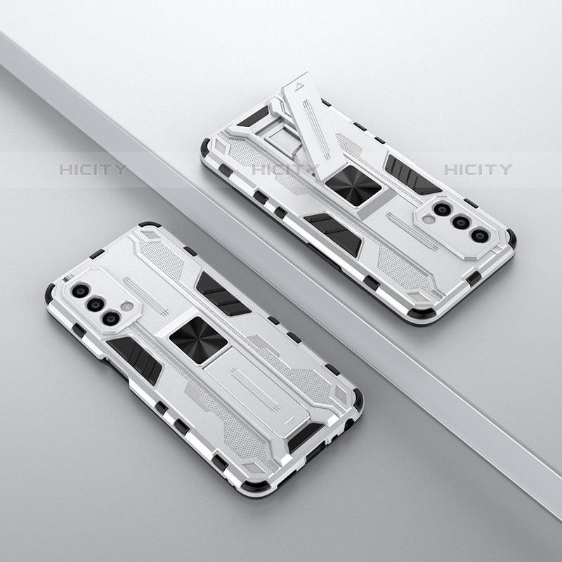 Custodia Silicone e Plastica Opaca Cover con Magnetico Supporto T01 per OnePlus Nord N200 5G