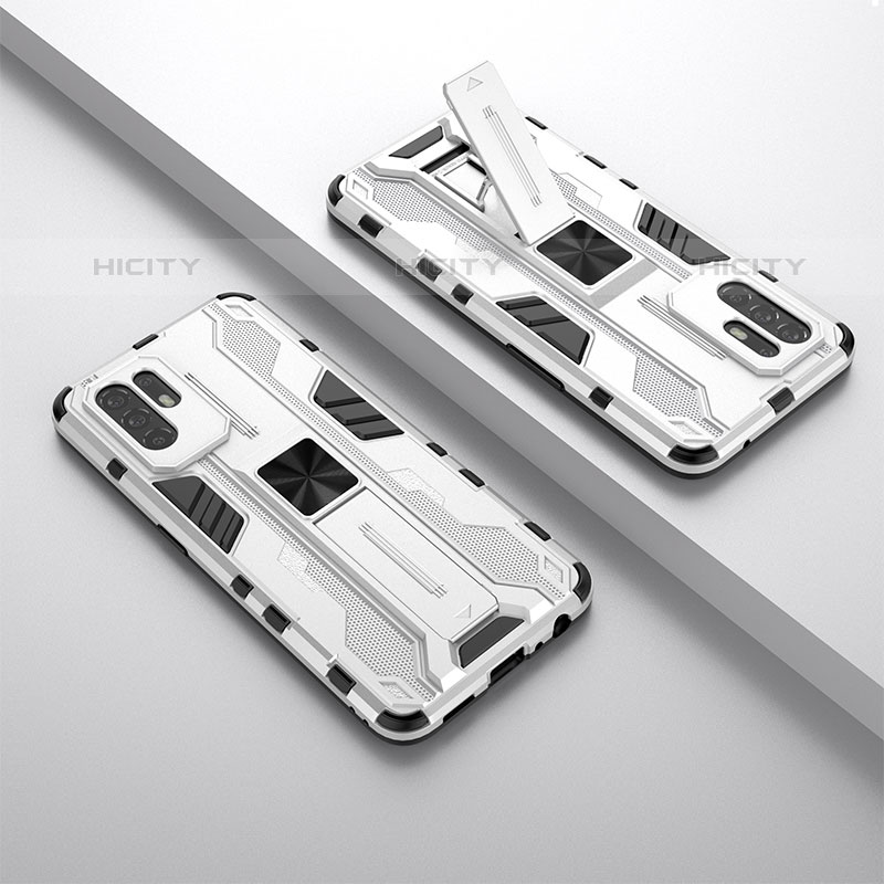 Custodia Silicone e Plastica Opaca Cover con Magnetico Supporto T01 per Oppo A95 5G Bianco