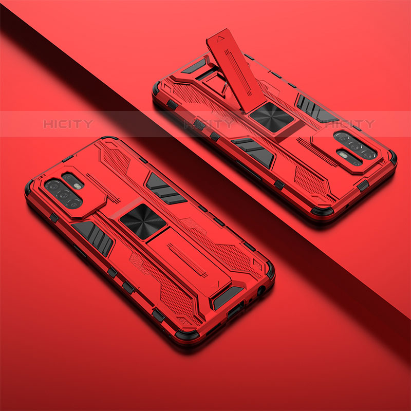 Custodia Silicone e Plastica Opaca Cover con Magnetico Supporto T01 per Oppo A95 5G Rosso