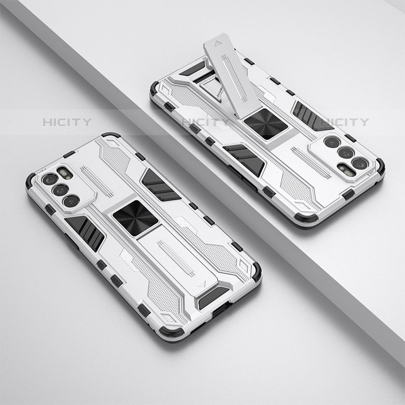 Custodia Silicone e Plastica Opaca Cover con Magnetico Supporto T01 per Oppo Reno6 5G