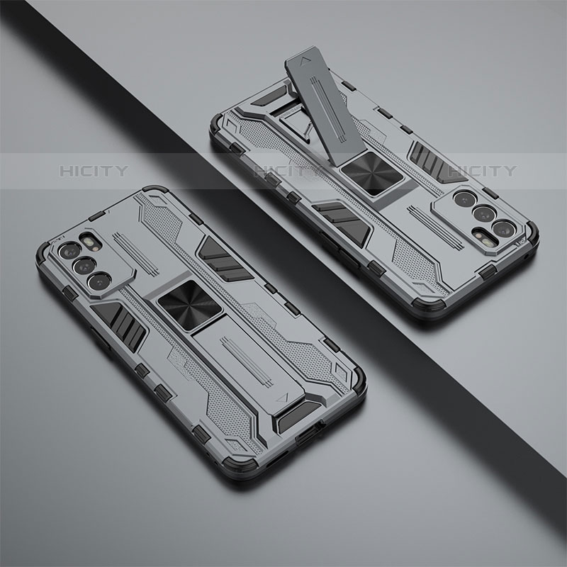 Custodia Silicone e Plastica Opaca Cover con Magnetico Supporto T01 per Oppo Reno6 5G