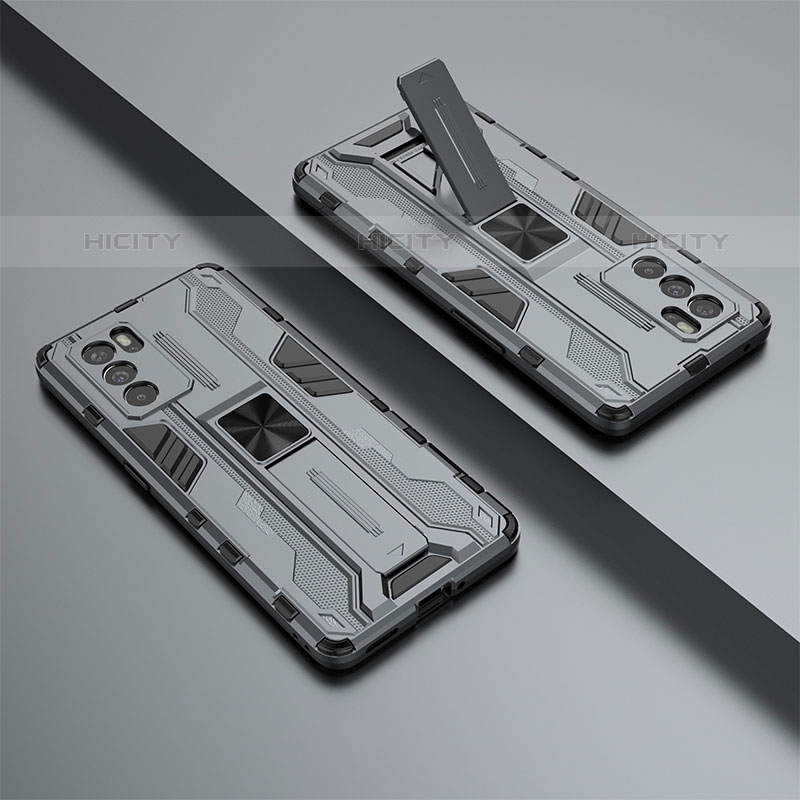 Custodia Silicone e Plastica Opaca Cover con Magnetico Supporto T01 per Oppo Reno6 Pro 5G India