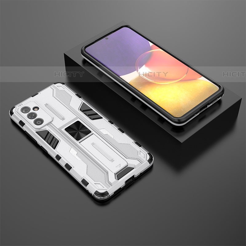 Custodia Silicone e Plastica Opaca Cover con Magnetico Supporto T01 per Samsung Galaxy A05s Bianco