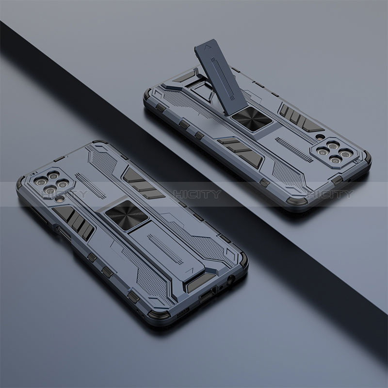Custodia Silicone e Plastica Opaca Cover con Magnetico Supporto T01 per Samsung Galaxy A12 Nacho