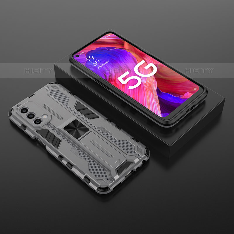 Custodia Silicone e Plastica Opaca Cover con Magnetico Supporto T02 per OnePlus Nord N200 5G