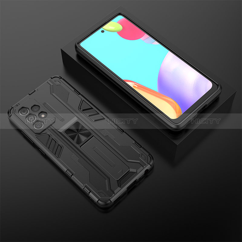 Custodia Silicone e Plastica Opaca Cover con Magnetico Supporto T02 per Samsung Galaxy A52s 5G