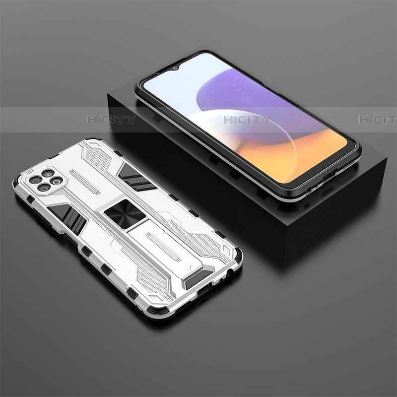 Custodia Silicone e Plastica Opaca Cover con Magnetico Supporto T02 per Samsung Galaxy F42 5G