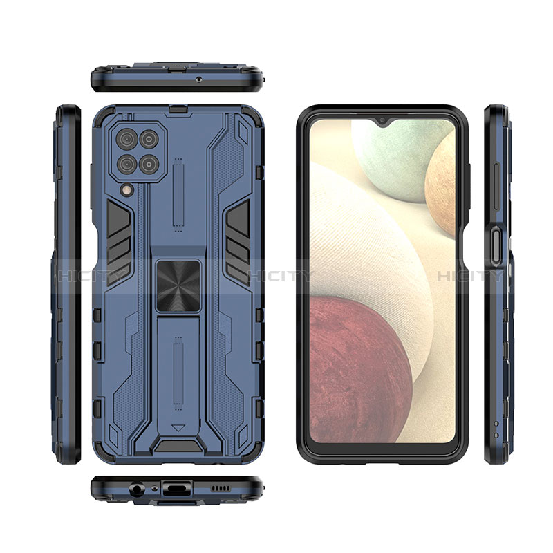Custodia Silicone e Plastica Opaca Cover con Magnetico Supporto T02 per Samsung Galaxy M12