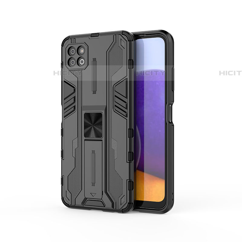 Custodia Silicone e Plastica Opaca Cover con Magnetico Supporto T03 per Samsung Galaxy F42 5G