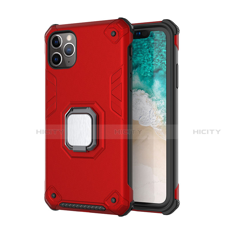 Custodia Silicone e Plastica Opaca Cover con Magnetico Supporto Z01 per Apple iPhone 11 Pro Rosso