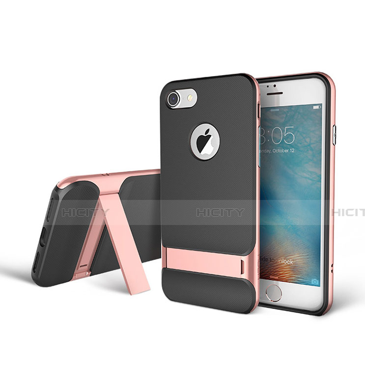 Custodia Silicone e Plastica Opaca Cover con Supporto A01 per Apple iPhone 7 Plus
