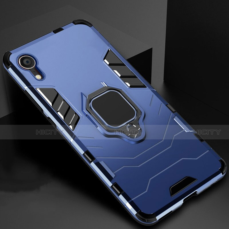 Custodia Silicone e Plastica Opaca Cover con Supporto A01 per Apple iPhone XR Blu