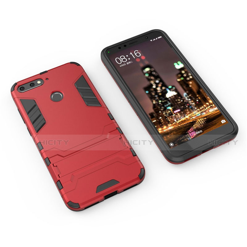 Custodia Silicone e Plastica Opaca Cover con Supporto A01 per Huawei Enjoy 8e