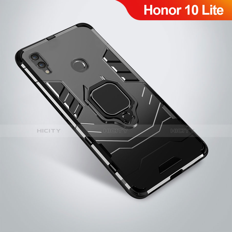 Custodia Silicone e Plastica Opaca Cover con Supporto A01 per Huawei Honor 10 Lite Nero