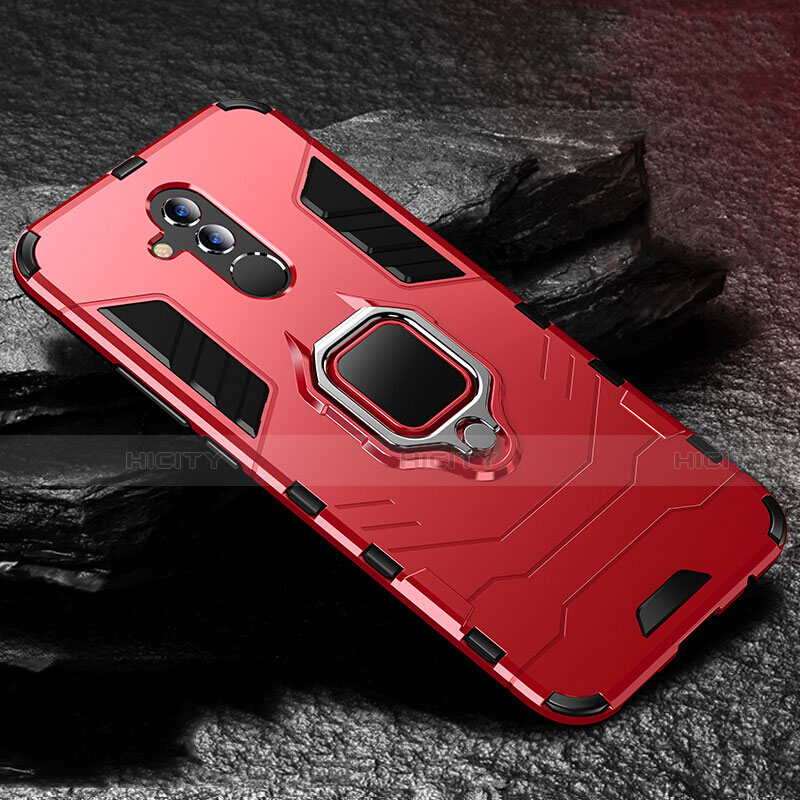 Custodia Silicone e Plastica Opaca Cover con Supporto A01 per Huawei Mate 20 Lite Rosso