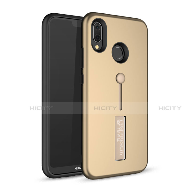 Custodia Silicone e Plastica Opaca Cover con Supporto A01 per Huawei P20 Lite Oro