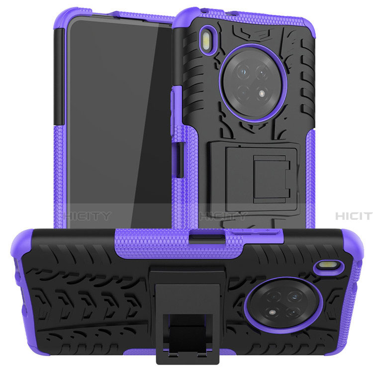 Custodia Silicone e Plastica Opaca Cover con Supporto A01 per Huawei Y9a Viola