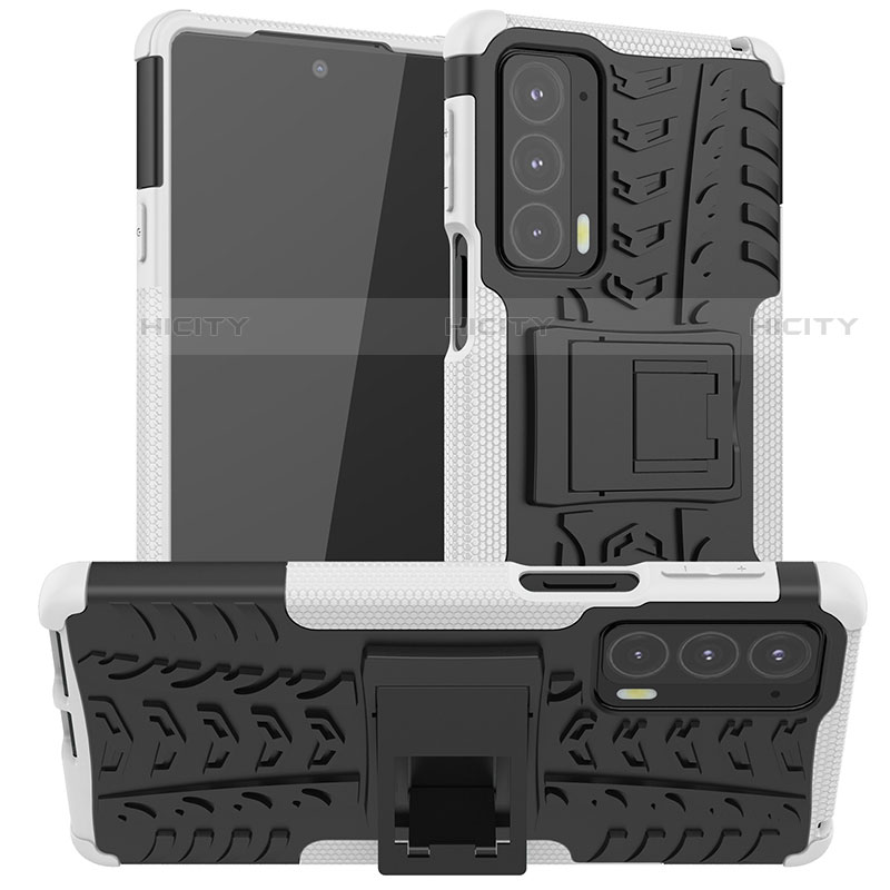 Custodia Silicone e Plastica Opaca Cover con Supporto A01 per Motorola Moto Edge 20 5G