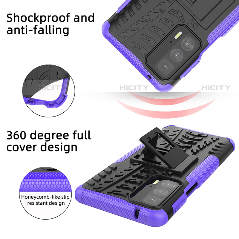 Custodia Silicone e Plastica Opaca Cover con Supporto A01 per Motorola Moto Edge 20 Pro 5G