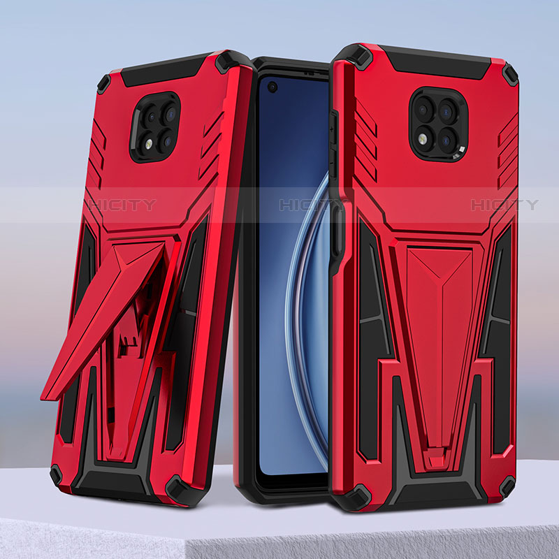 Custodia Silicone e Plastica Opaca Cover con Supporto A01 per Motorola Moto G Power (2021) Rosso