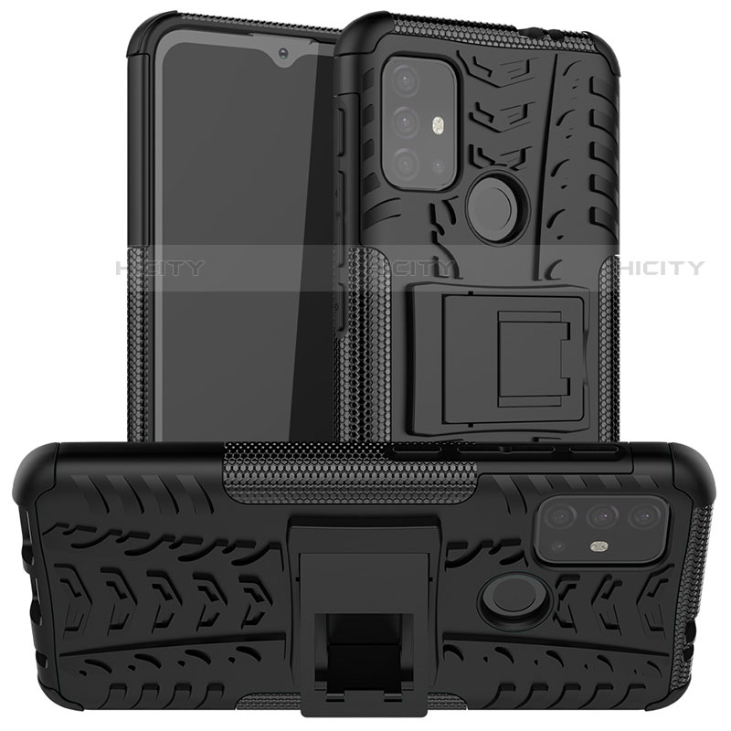 Custodia Silicone e Plastica Opaca Cover con Supporto A01 per Motorola Moto G10 Nero