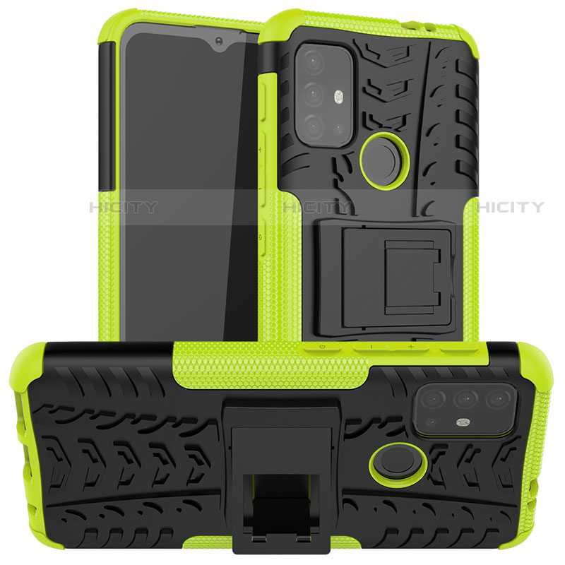 Custodia Silicone e Plastica Opaca Cover con Supporto A01 per Motorola Moto G10 Verde