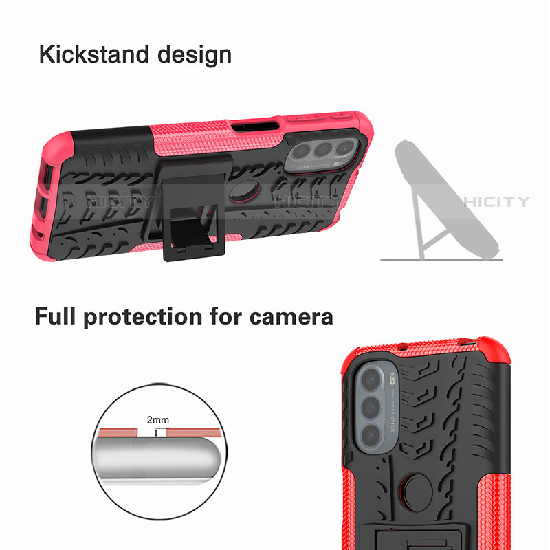 Custodia Silicone e Plastica Opaca Cover con Supporto A01 per Motorola Moto G41