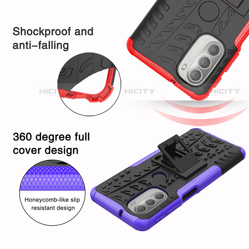 Custodia Silicone e Plastica Opaca Cover con Supporto A01 per Motorola Moto G51 5G