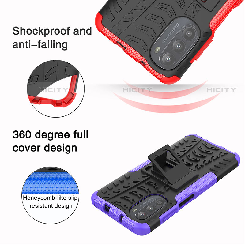 Custodia Silicone e Plastica Opaca Cover con Supporto A01 per Motorola MOTO G52