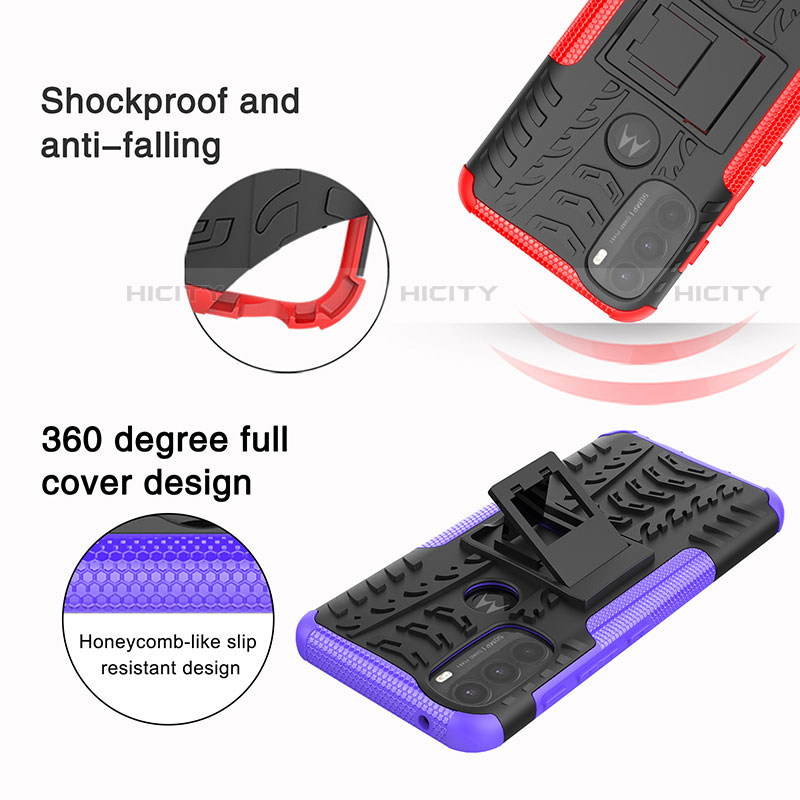 Custodia Silicone e Plastica Opaca Cover con Supporto A01 per Motorola Moto G71 5G