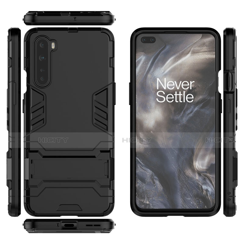 Custodia Silicone e Plastica Opaca Cover con Supporto A01 per OnePlus Nord