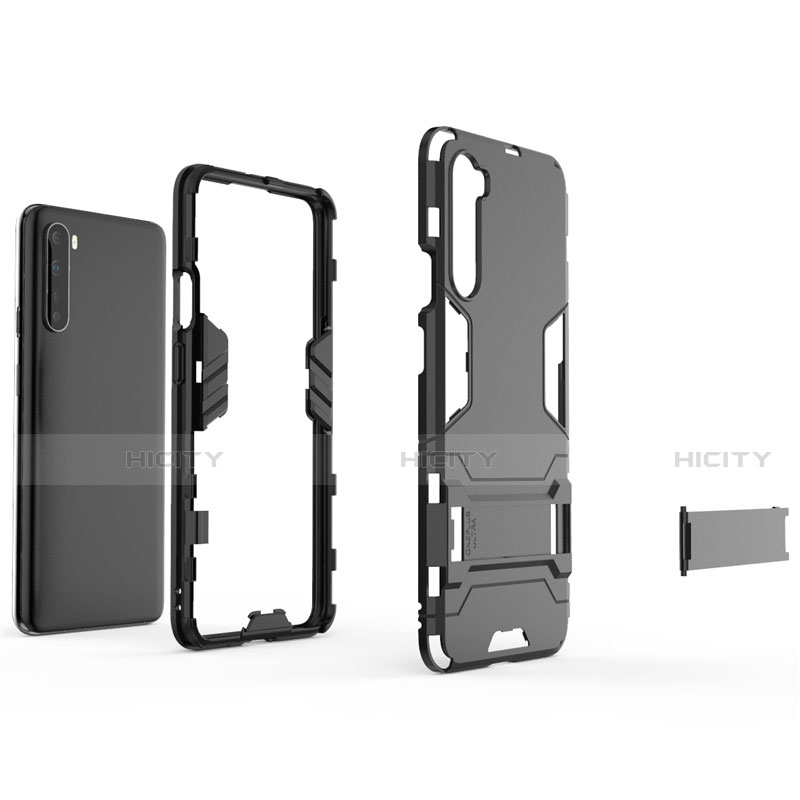 Custodia Silicone e Plastica Opaca Cover con Supporto A01 per OnePlus Nord
