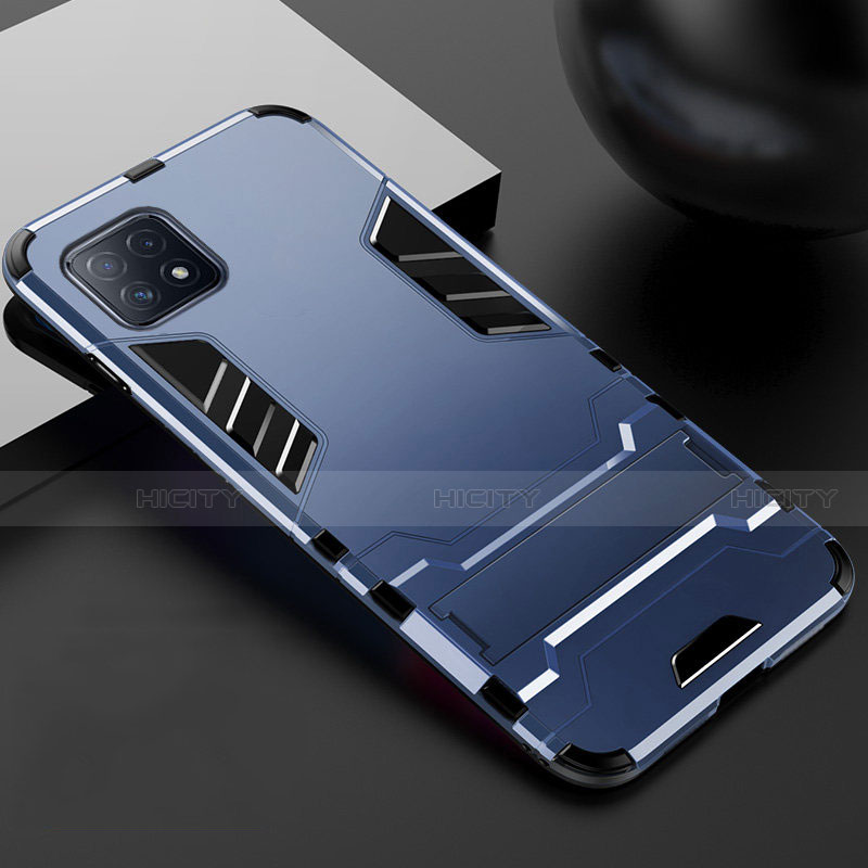 Custodia Silicone e Plastica Opaca Cover con Supporto A01 per Oppo A73 5G Blu