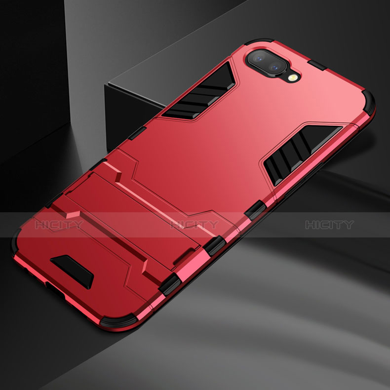 Custodia Silicone e Plastica Opaca Cover con Supporto A01 per Oppo RX17 Neo Rosso