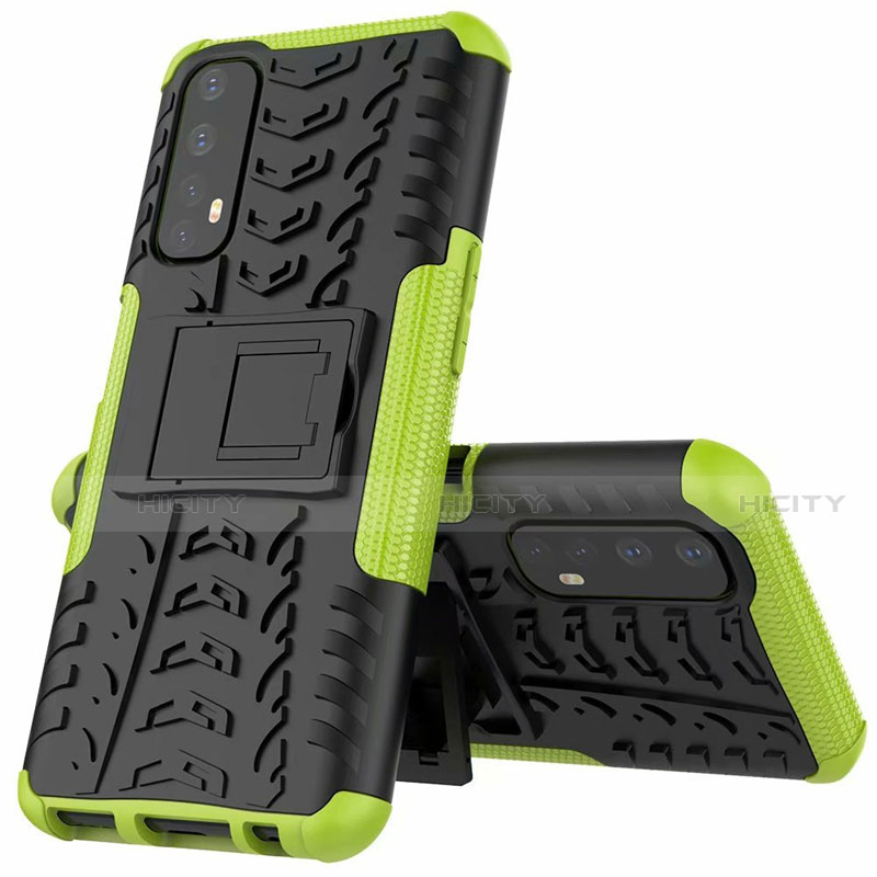 Custodia Silicone e Plastica Opaca Cover con Supporto A01 per Realme 7 Verde